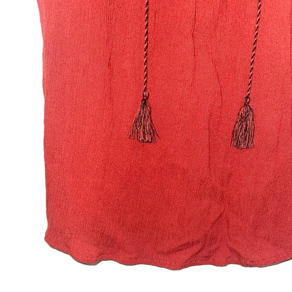 Maurices Burnt Orange Flutter Sleeve Embroidered Split Neck Top Medium Women’s - Picture 5 of 11
